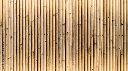 Bamboo sticks arranged vertically forming a natural Chinese background texture. China.