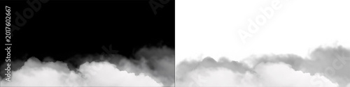 White smoke on black background for design elements, steam, fog, mist, fire, gas, and dust explosion.