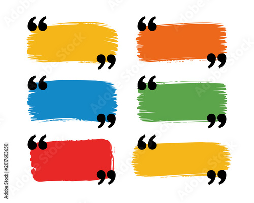 Six hand drawn brush stroke quote boxes in various colors