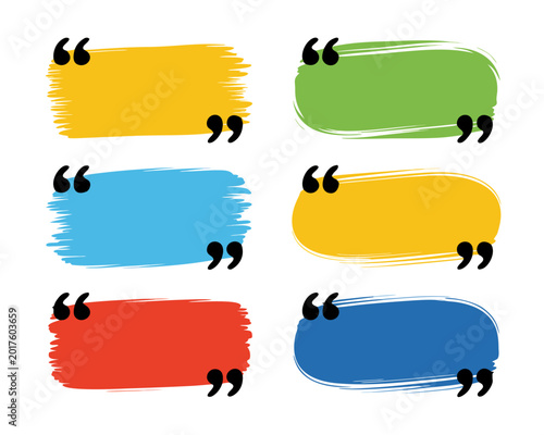 Six hand drawn marker brush stroke quote boxes with transparent background
