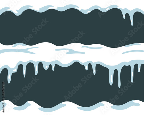 Hand drawn snow drip border set