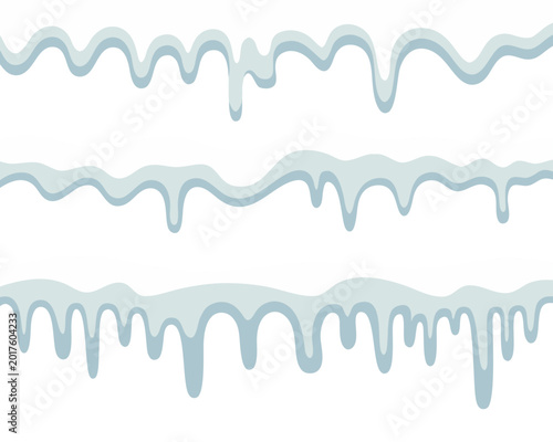 Hand drawn snow drip borders set
