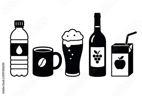 Foto Beverage Drink Icons Lineup.
