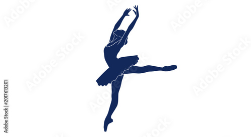 Фотография Ballerina in mid leap motion dancing.
