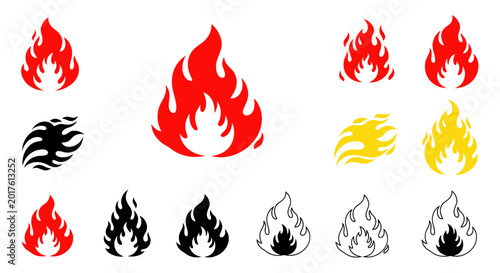 Canvas-taulu Collection of flame icons and symbols.