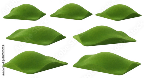 miniature grass hills on white background for landscape design isolated