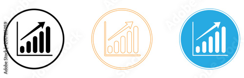 Fotografie Growing business growth trend icons set isolated on transparent background, Vect
