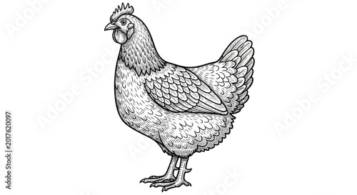 Tableau sur toile Detailed illustration of a standing chicken.