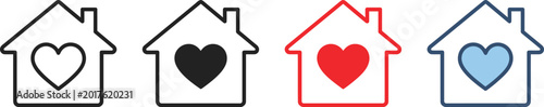 House with heart icon set vector illustration of home and love concepts.
