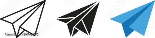 Paper plane vector icon set send message and travel concept illustration.