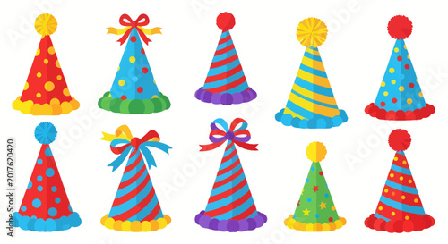 Принти на полотні Colorful Party Hats for Celebrations.