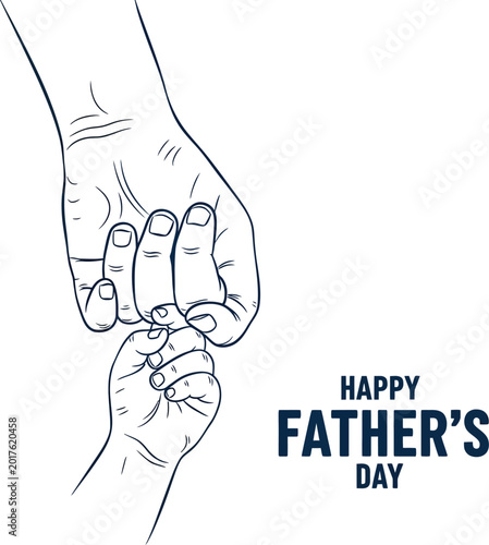Happy father's day hand holding illustration with child fingers