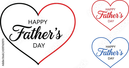 Happy father's day heart design with cute cursive text