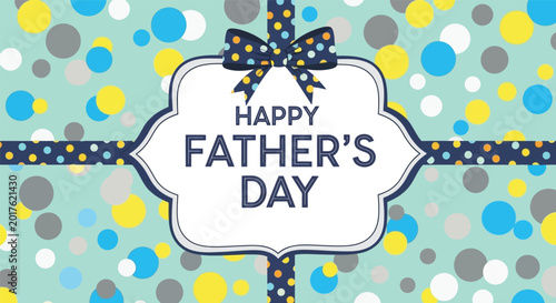 Quadro su tela Happy father's day greeting card with colorful bow design
