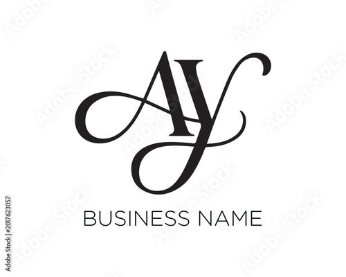 Elegant AY Monogram Logo Design - Intertwined Script Letters Vector Graphic