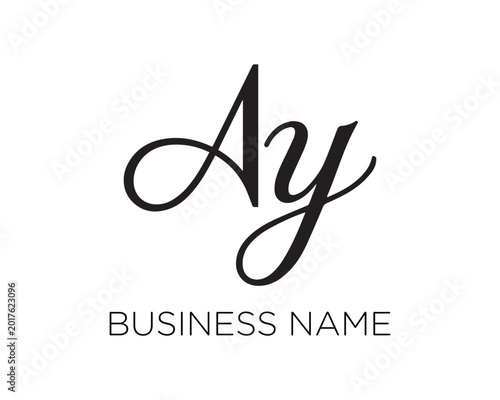 Elegant Script Ay Monogram Logo Design Vector Template