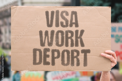 Quadro su tela "Visa Work Deport" Seasonal work visas are used to extract labor then force rapid deportation