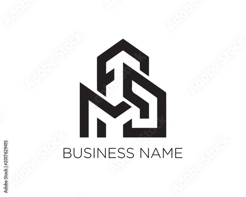 Modern Monochrome Logo Design Featuring Interconnected Geometric Letters with Business Name Placeholder
