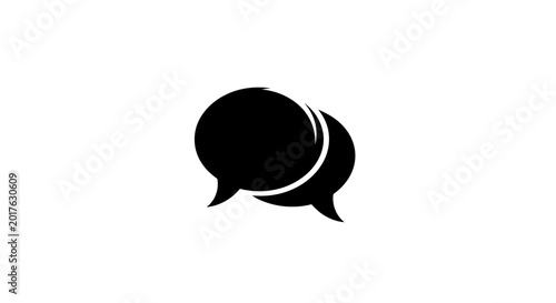 Tableau sur toile Two black speech bubbles on white background conversation concept symbol