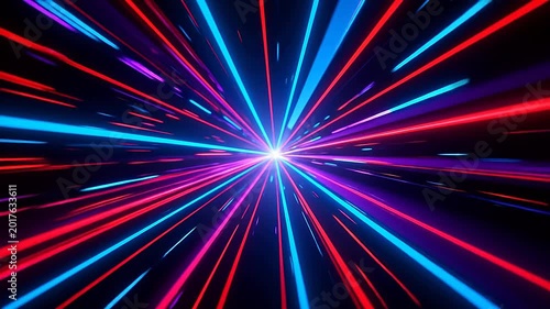 Bright white center with red and blue rays