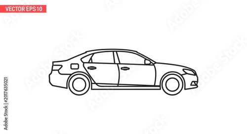 Foto Modern Sedan Car Outline Vector Illustration.