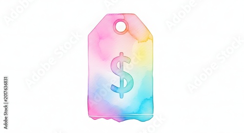 A colorful tag with a dollar sign.