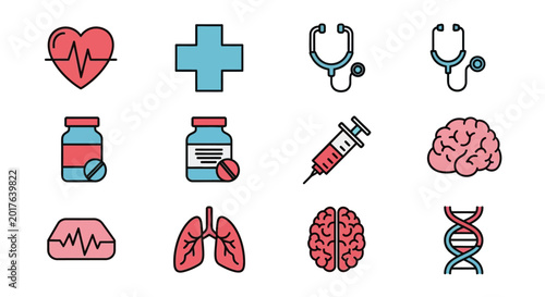 Medical icons and health symbols.