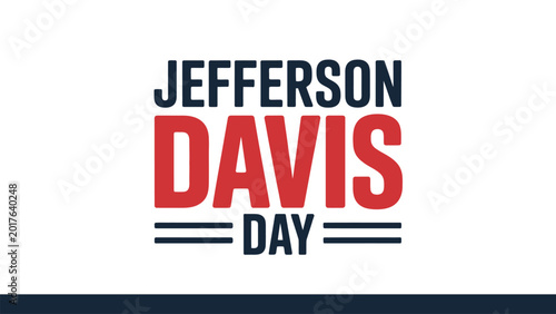 Canvastavla jefferson davis day bold patriotic typography design with modern red and blue te