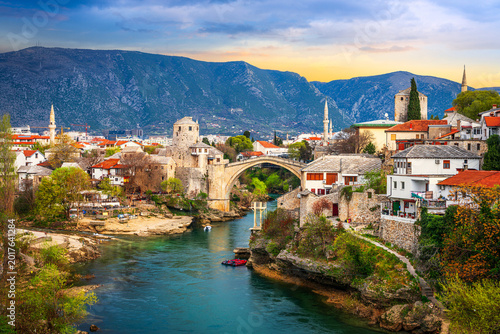 Bild auf Leinwand Mostar, Bosnia and Herzegovina with the Old Bridge