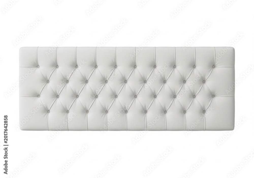 Fototapeta premium Elegant tufted grey mattress with quilted pattern design isolated on white background