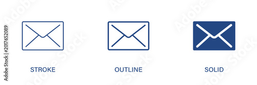 Tableau sur toile Mail icon with editable stroke, outline and solid styles