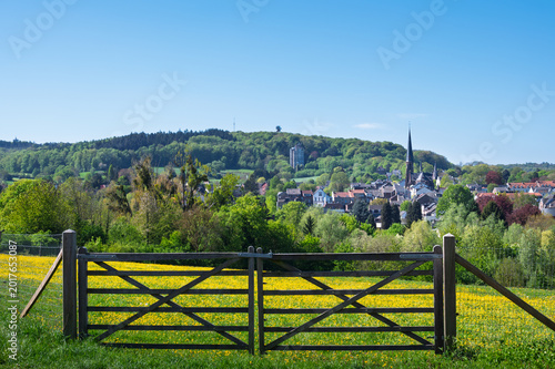 village behind a fence