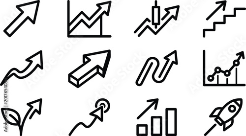 Photos Collection of business growth and progress icons