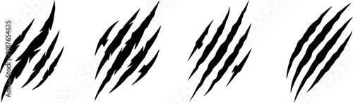 Black Claw Scratch Marks Illustrations Vector Set
