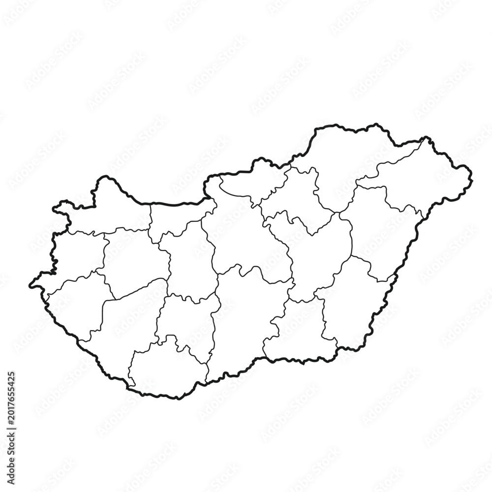 Obraz premium Hungary map country and regions border