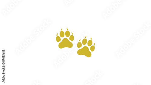 Obraz na płótnie Two Golden Animal Paw Prints Icon on White Background