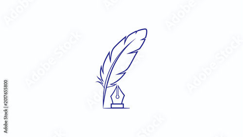 Foto Minimalist quill pen and fountain nib icon logo