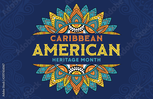 Caribbean American Heritage Month Celebration Banner With Colorful Mandala Pattern And Festival Design