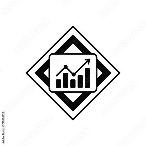 Free Download Business growth chart icon in diamond shape with business - GFXLoad