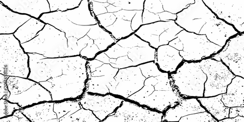 Monochrome Parched Ground Texture Featuring Sharp Cracks And Fragmented Desert Soil Patterns