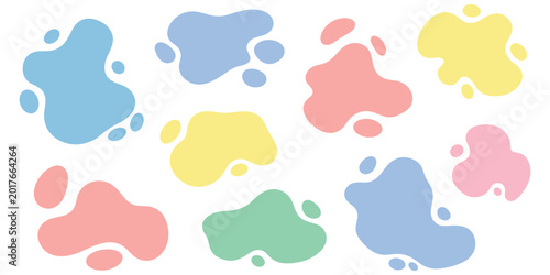 Konstfotografi Set of abstract liquid blob shapes in colorful pastel tones on transparent backg