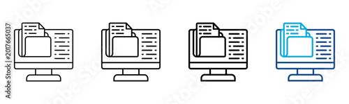 Tableau sur toile Digital Archive Icon Different Style Outline Collection Set Vector Illustration