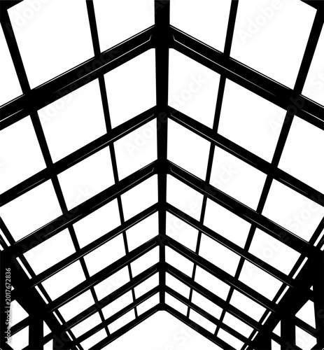 Geometric Canopy: The striking lines of a modern architectural canopy create a mesmerizing pattern against the sky, a study in light, shadow, and minimalist design. 