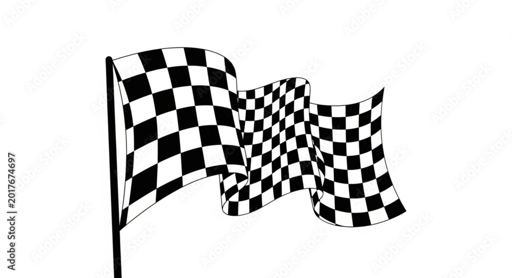 Fototapeta premium Waving Checkered Flag Symbolizing Victory and Racing.