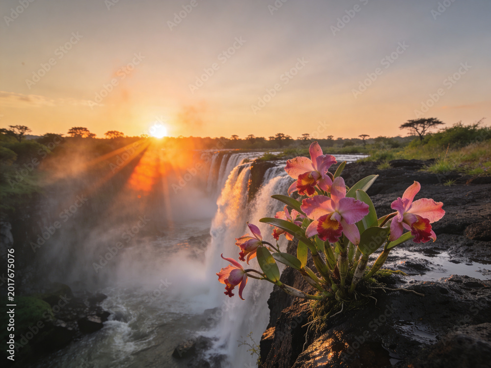 Fototapeta premium Pristine Wilderness and Plunging Waters of Victoria Falls