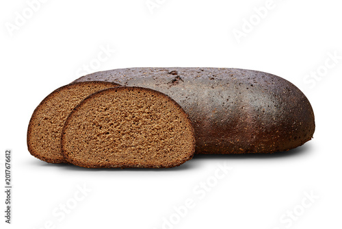 Fotografie Dark rye bread loaf with sliced pumpernickel