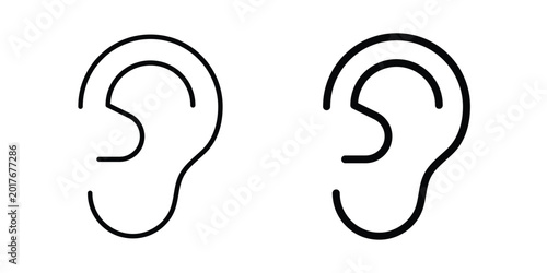 Human ear icon. Glyph solid icons collection. Line symbols