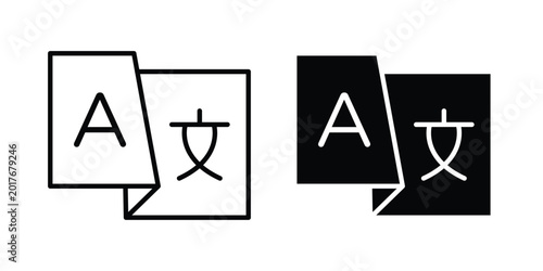 Bilde på lerret Language icon. Glyph solid icons collection. Line symbols