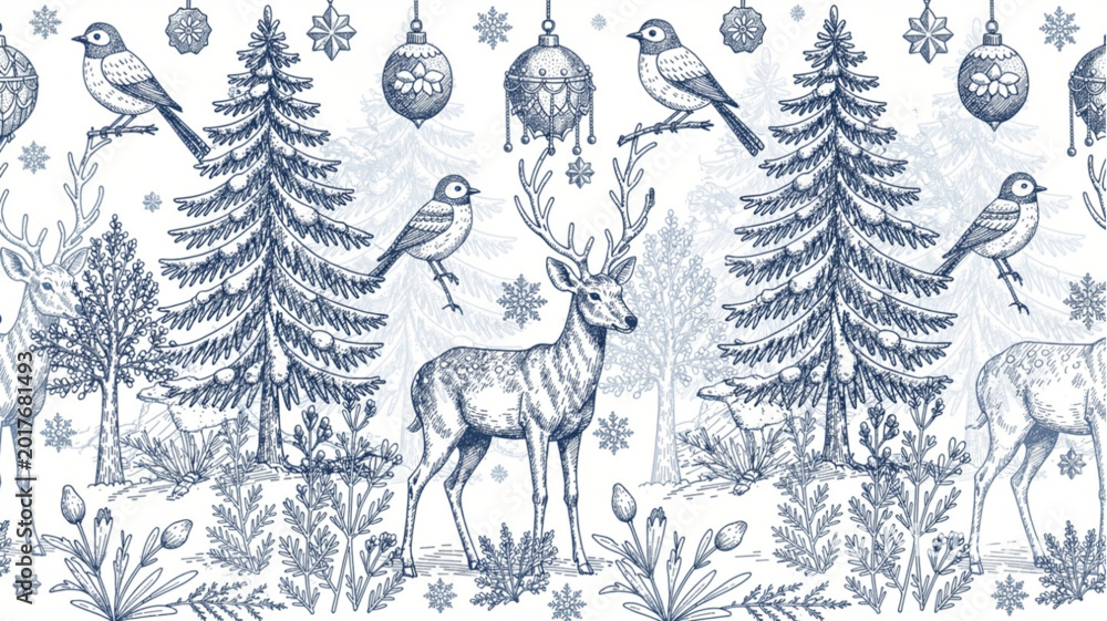 Naklejka premium Deer with large antlers standing still.