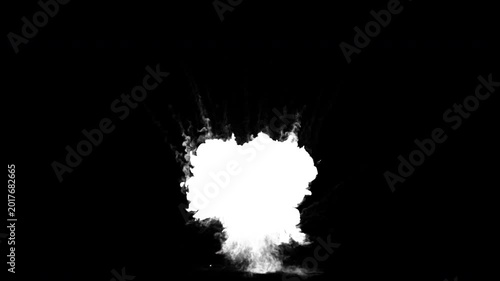Big explosion with trails and big smoke plume- VFX element - 4K Pro Res with mask pass, 60 fps